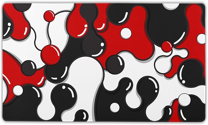 Red Black White Mouse Pad XL Large Cool Geometric Japanese Extended Desk Mat 60X35 cm Non-Slip Rubber Base Stitched Edge Large XL Mousepad for Desk Gaming Laptop Desktop,24x14 Inch