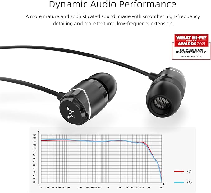 SoundMAGIC E11C Wired Earbuds with Microphone HiFi Stereo Earphones Noise Isolating in Ear Headphones Powerful Bass Tangle Free Cord Black