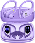 bmanl Wireless Earbuds Bluetooth Headphones Over Ear Hooks Ear Buds with 80H Playtime, LED Power Display, Dual Mic Clear Calls, Sports Wireless Ear Buds Bluetooth Earbud for Running Gym Workout Purple