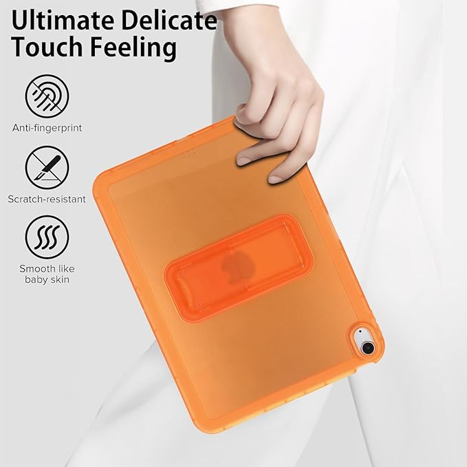 Slim Case for iPad Air 11-inch M4/M3/M2 (2026/2025/2024), Built-in Kickstand Non-Slip Shockproof Rugged Protective for Women Men, Orange
