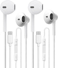 USB C Headphones 2 Pack，USB Type C Earbuds HiFi Stereo USB C Wired Earphones with Microphone Volume Control Compatible with Samsung Galaxy S23 S22 S21 Google Pixel 6 5 4XL/iPad Pro