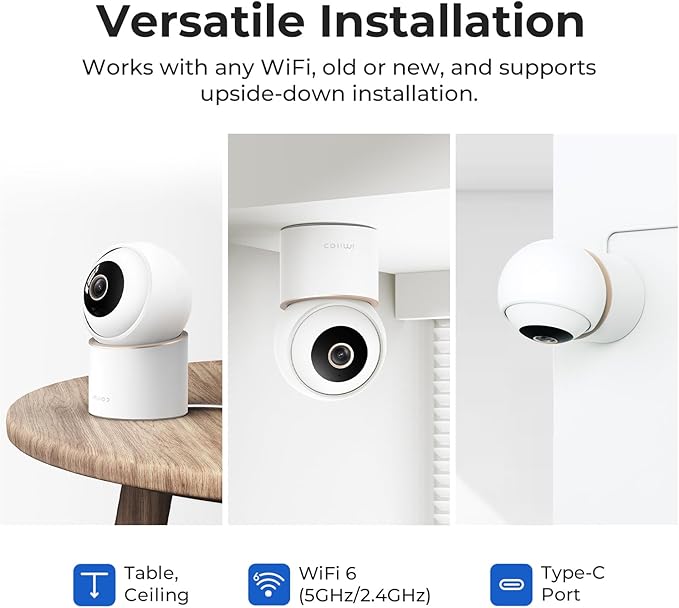 IMILAB 4K 8MP Security Camera Indoor, 360° View Pet/Dog/Baby Camera with Xiaomi Home App, 2.4G/5G WiFi Plug-in Room Cam, Color Night Vision, Pet&Human Track, Two-Way Audio, No Subscription(C40)