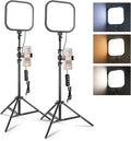 NEEWER Basics 2 Pack 15W 10.8" LED Video Light Panel Lighting Kit with 63" Tripod Stands, Edge Lit Bi Color Dimmable Studio Light 816lux CRI95+ for Photography Filming Recording Streaming, L220