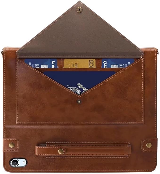 Handbag Case for iPad mini 7 2024 8.3" / Mini 6 2021, Techcircle Folio Stand PU Leather Crossbody iPad mini Cover with Hand Strap+Shoulder Strap, Multi-Card Slots Envelope Pocket Wallet Case, Coffee