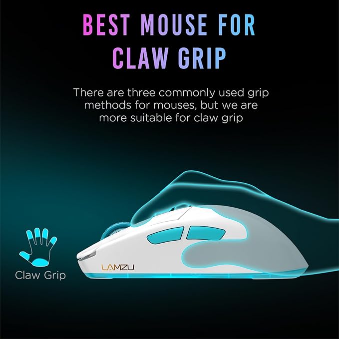 Lamzu Atlantis Mini Pro Wireless Gaming Mouse, Ultra Lightweight 51g, Mechanical Switch,Symmetrical,26000 DPI,MCU Nordic 52840,PAW3395 Sensor, 4K Compatible, for Small Hand Gamer-Polar Whtie