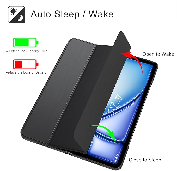 Soke Case for iPad Air 13 Inch (M3/M2) 2025/2024,iPad Pro 12.9 2022 2021(6th 5th Generation) - [Slim Trifold Stand + Auto Wake/Sleep],Protective Hard PC Back Cover (Black)