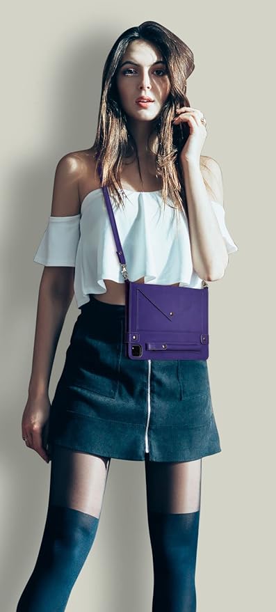 Handbag Case for iPad Pro 11" 2022/2021/2020 & iPad Air 11" M3 M2, Techcircle Folio Stand PU Leather Hand Strap Protective Cover, Crossbody Pencil Holder Card Slots Wallet Case, Purple