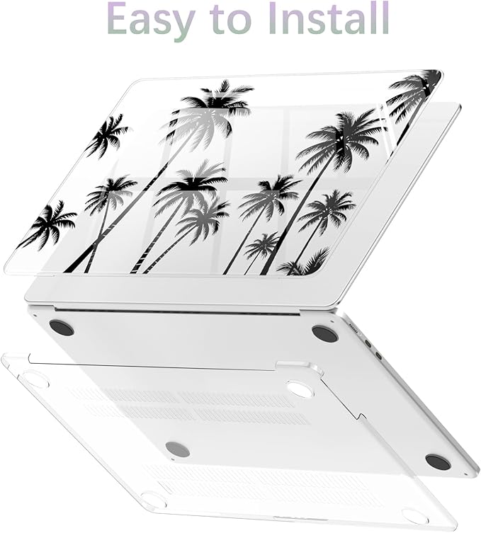 Compatible with MacBook Pro 14 inch Case M5 M4 M3 M2 M1 Pro/Max 2026-2021 A3427 A3426 A3434 A3112 A3185 A3401 A2918 A2992 A2779 A2442, Black Palm Tree Hard Shell Clear Cover
