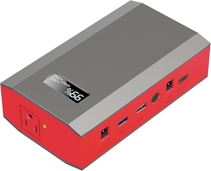 ZeroKor Portable Power Bank with AC Outlet, 65W External Battery Power Pack Portable Laptop Charger Power Source Backup for Outdoor RV Tent Camping Home Smart Device Emergency -Grey Red