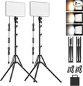 2-Pack LED Video Lighting Kit, Anautin 15W/1700Lux Photography Lighting with Tripod Stand, 2500-8500K Dimmable Streaming Light for Video Recording, Gaming, Podcast, Barber, Salon, TikTok, YouTube