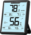 DOQAUS Digital Hygrometer Room Thermometer Indoor, Humidity Meter with Large LCD Display, Backlight Temperature Humidity Monitor with Max Min Records, Black