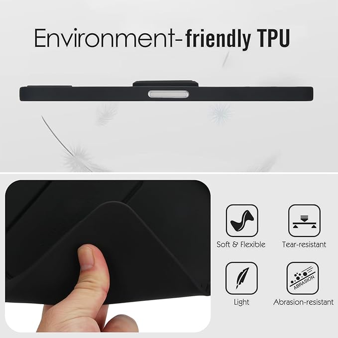 Case for iPad mini 7th & 6th Gen with Kickstand, Soft TPU + Hard PC Ultimate Delicate Touch Feeling Shockproof Protective Back Cover for iPad mini 7th 6th Women Men, Black