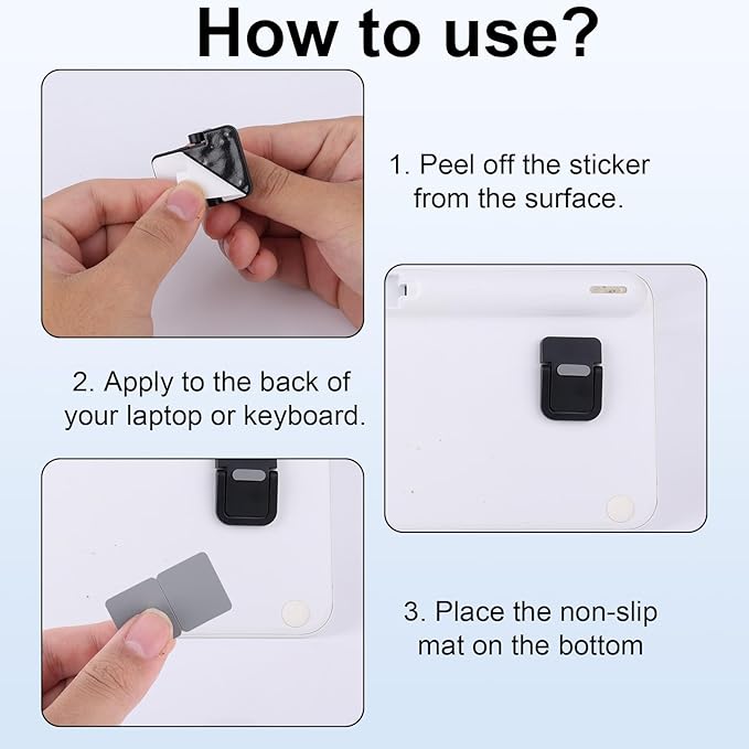 Penitue 2pcs Mini Portable Laptop Stand, Zinc Alloy Foldable Laptop Keyboard Riser Self-Adhesive Kickstand Invisible Computer Notebook Holder Lift for Desk Keyboards Laptops Support