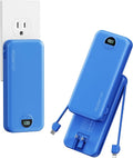 10000mAh Ultra-Portable-Charger-Power-Bank with Built in Cables&AC Wall Plug, PD20W USB-C Fast Charging Cell Phone Charger Battery Pack,LED Display Travel Battery Bank for All iPhone,Samsung,Android