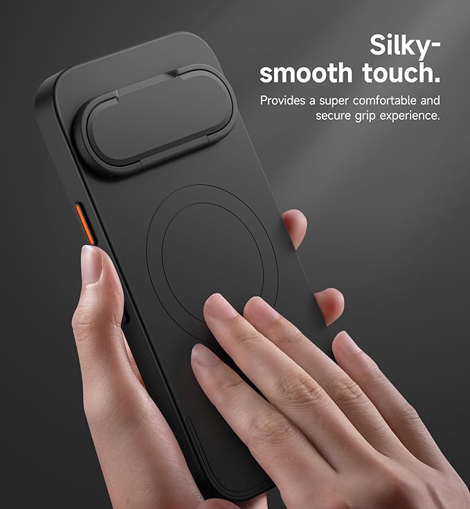 SURITCH for Google Pixel 9/9 Pro Phone Case, Compatible with MagSafe, Protective Cover with Camera Cover & Adjustable Metal Kickstand for Pixel 9/9 Pro -Black