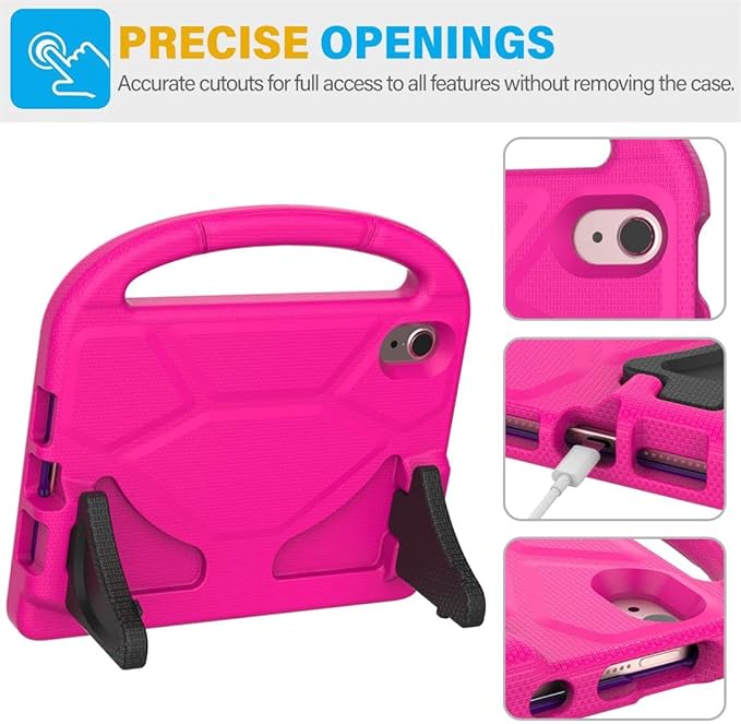 SUPLIK Kids Case for iPad mini 7 (A17 Pro) 2024 & iPad mini 6 2021, 8.3-inch iPad mini 6th/7th Generation Case with Screen Protector, Durable Shockproof Kids Cover with Handle Stand, Pink&Purple