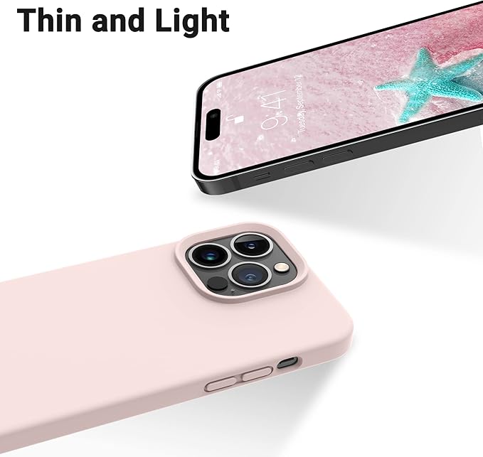 OTOFLY Designed for iPhone 14 Pro Case, Silicone Shockproof Slim Thin Phone Case for iPhone 14 Pro 6.1 inch (Chalk Pink)