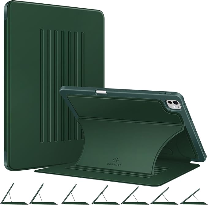 Fintie Magnetic Stand Case for iPad Pro 13-inch (M5) 2025 / (M4) 2024 - Multiple Angles Shockproof Rugged Soft TPU Cover with Pencil Holder, Auto Sleep/Wake, Green