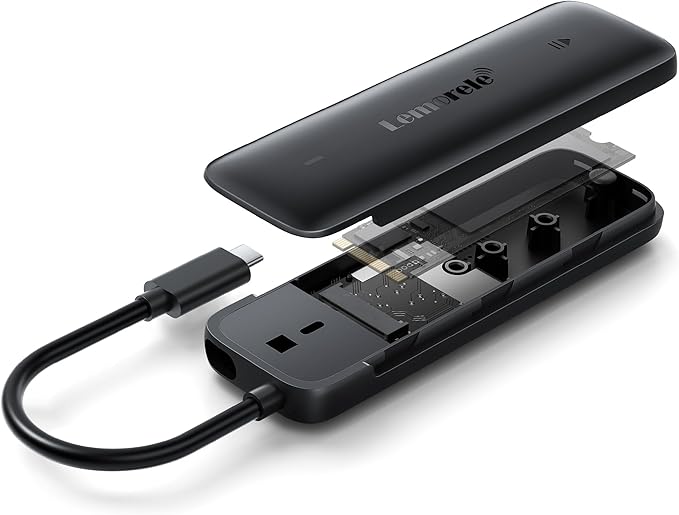 Lemorele M.2 NVMe Enclosure, USB 3.2 Gen2 10Gbps Tool-Free, SSD Enclosure for PCIe M-Key, Nvme USB Adapter Support UASP Trim for 2280 2260 2242 2230, Up to 4TB, (Sata NOT Supported)