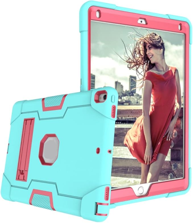 3 in 1 Hybrid Case for iPad Air 3 10.5" & iPad Pro 10.5" - Heavy Duty Rugged Stand, Shockproof, Anti-Slip & Scratch, Green/Red