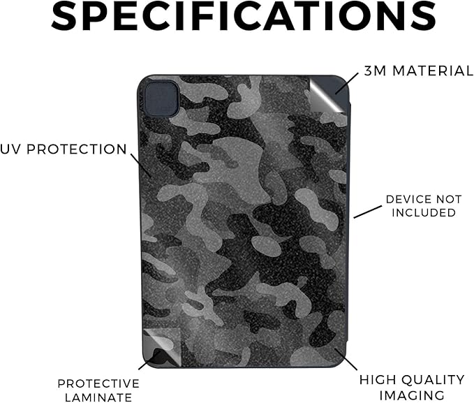 Glossy Glitter Skin Compatible with Apple Smart Folio for iPad Pro 11-inch (M4/M5) 2025 - Black Camo - Premium 3M Vinyl Protective Wrap Decal Cover | Crafted in The USA by MightySkins