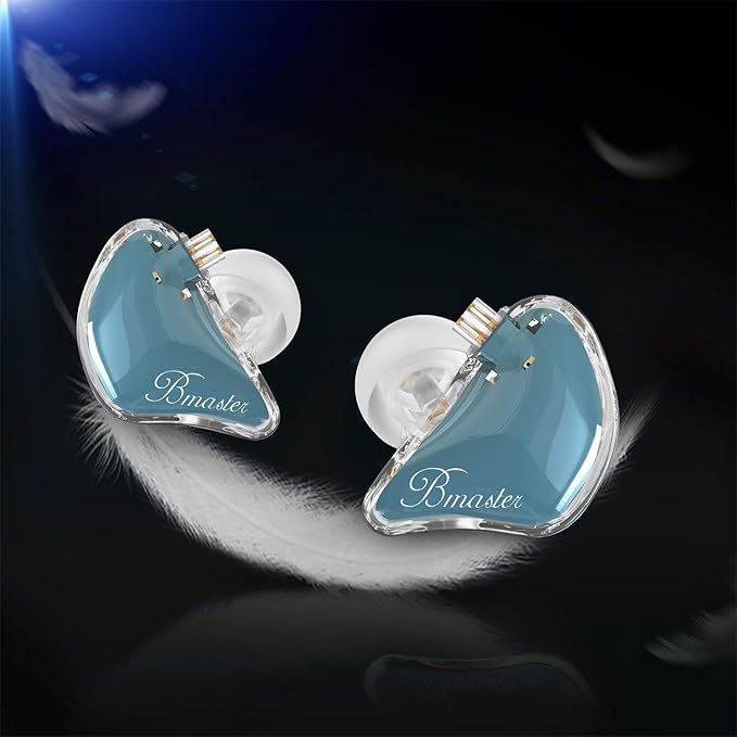 BASN Bmaster Triple Drivers in Ear Monitor Headphones, Professional Audio IEMs for Musicians Singers Drummers, with Two 2Pin Connector Cables and Protective Case (Blue)