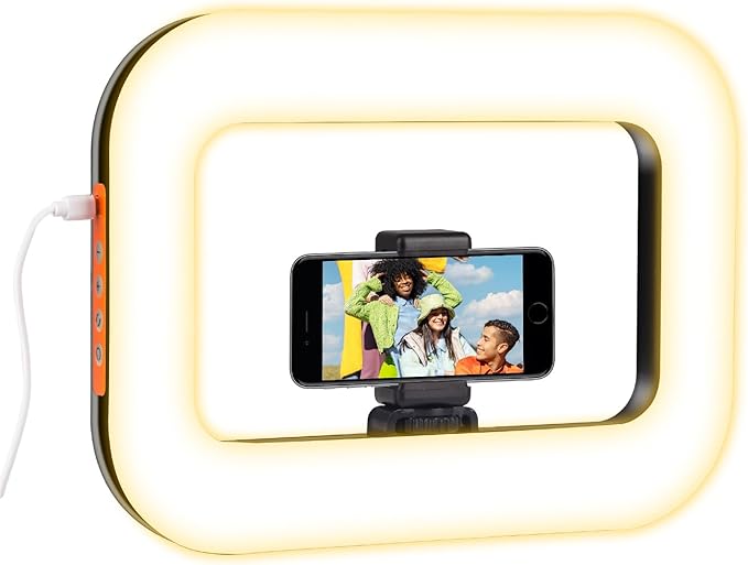 Rechargeable Portable Ring Light for Phone, LED Smartphone Light, Phone Video Stabilizer, Square Ring Light for Photography, Video Recording, Live Stream