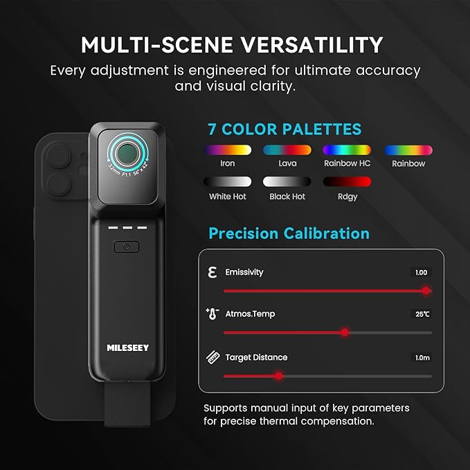 MiLESEEY TP2 Wireless Thermal Imaging Camera for All iPhone, iPad & Android Devices, 512×384 Super Resolution Infrared Camera, 25Hz Detachable Thermal Imager for Electrical, Building, HVAC Detection
