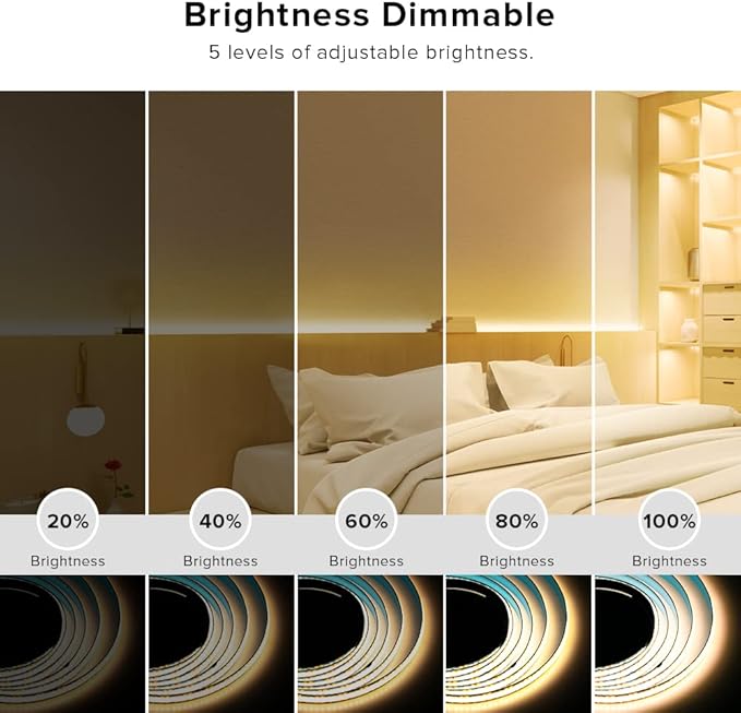 BTF-LIGHTING FCOB COB FOB LED Strip Lights 5V USB Powered 3.28FT 320LEDs Warm White 3000K 8mm Width Dimmable CRI 90+ with 3M Tape Flexible High Density for 3D Printer TV Backlight PC DIY Decor