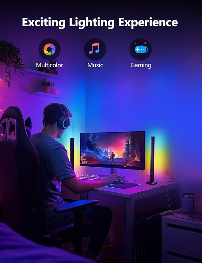 DAYBETTER Smart LED Light Bars, RGB Light Bar, 14 Inches TV Backlights with Scene and Music Modes, Smart Light Bars with Multiple Placement Options, Mood Lighting, PC Gaming Light Bar for Room Decor