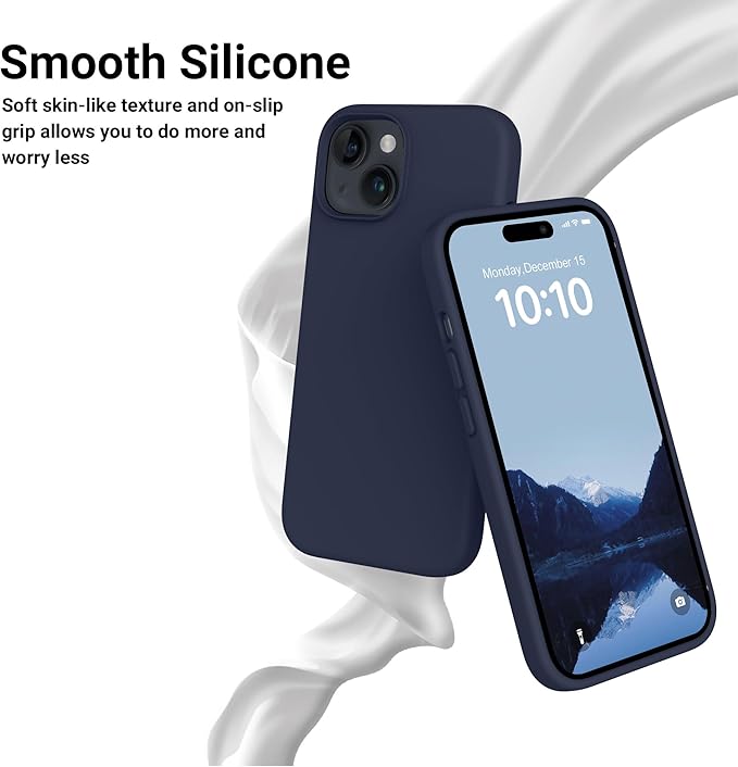 OTOFLY Designed for iPhone 15 Case, Silicone Shockproof Slim Thin Phone Case for iPhone 15 6.1 inch (Midnight Blue)
