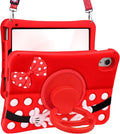 Lotadilo Cute Case for iPad mini 7 2024 (A17 Pro) / Mini 6 Case 8.3 Inch 2021- Silicone 3D Design Red Point for Girls Women Teens Girly Kawaii Funny Cartoon Soft Stand for with Lanyard
