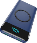 Wireless Portable Charger 30,800mAh,15W Wireless Charging USB C Power Bank,25W PD QC 4.0 Fast Charging 4 Outputs Travel Essentials Battery Pack Compatible with iPhone 17/16/15/14,Galaxy,Android-Blue
