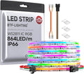 BTF-LIGHTING FCOB IP66 WS2811 IC RGB COB LED Strip 864LED/m Flexible High Density Color Chasing Uniform Light DC24V 24FT 24IC/m 12mm Width for DIY Lighting Projects(No Adapter or Controller)