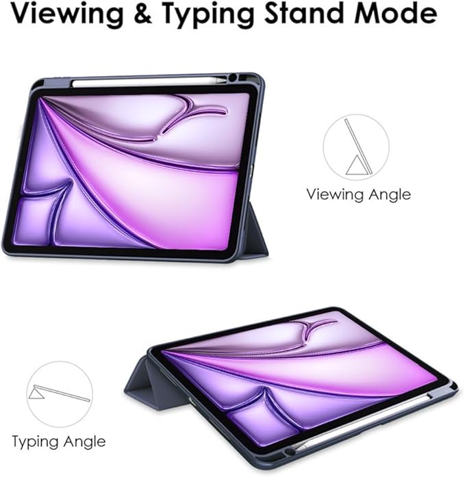 Clear Case for iPad Air 13 Inch (M4 2026/M3 2025/M2 2024)&iPad Pro 12.9 6th/5th/4th/3rd Gen (2018-2022) with Pencil Holder, Magnetic Trifold Smart Stand Cover Auto Wake Sleep (Dark Blue)