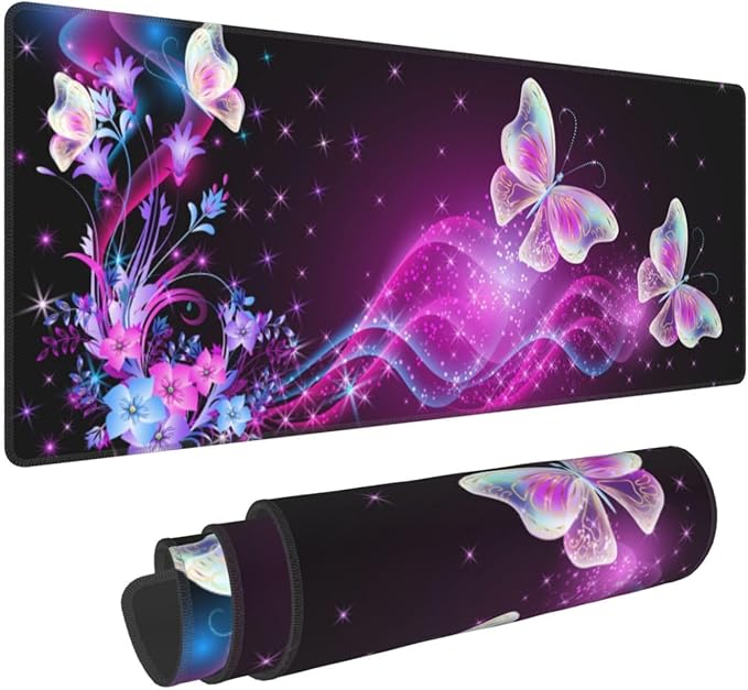 Butterfly Mouse Pad XL Large Mousepad Non Slip Rubber Base Desk Mat for Laptop Computer Gaming 31.5" X 12"