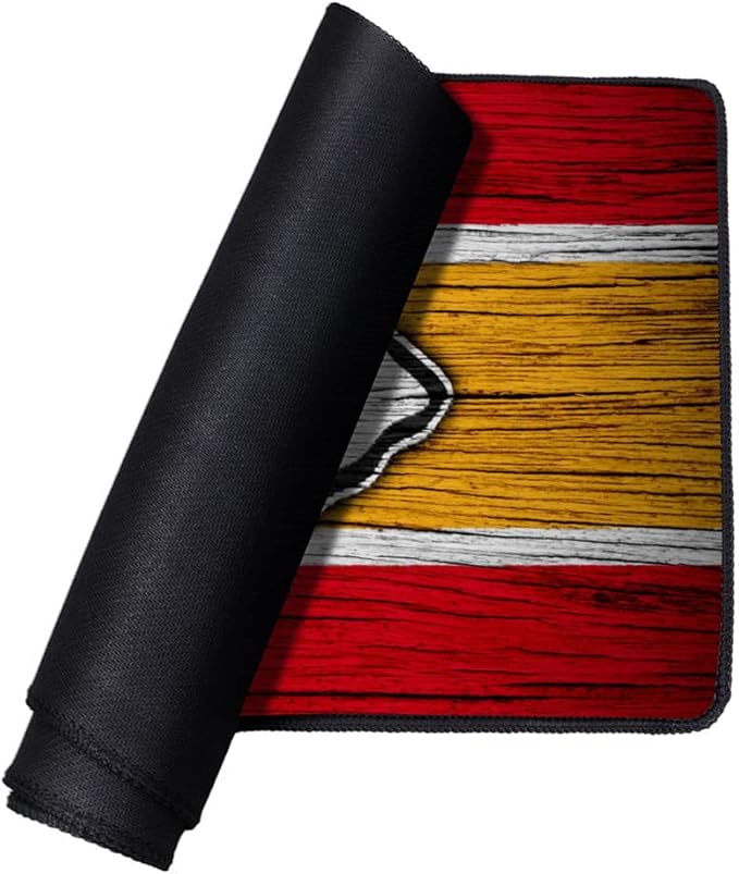 Large Gaming Mouse Pad,Stitched Edges Extended Mousepad with Non-Slip Rubber Base for Laptop Computer Desktop Keyboard,Football Fans Red Orange Design Mat