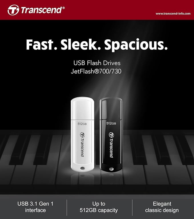 Transcend 128GB JF730 USB Flash Drive, USB3.1 Gen1, Pen Drive, White - TS128GJF730