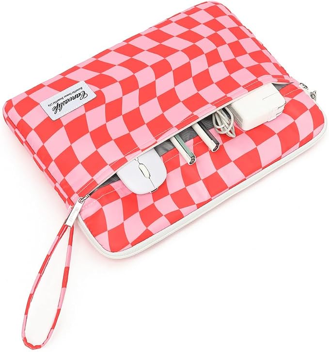 15.6-inch Notebook case, Waterproof and Shockproof Protective Computer case, can be Used to Cover Shopping cart Cases. The Notebook is Compatible with Lenovo, ASUS and HP (New Pink Checker)