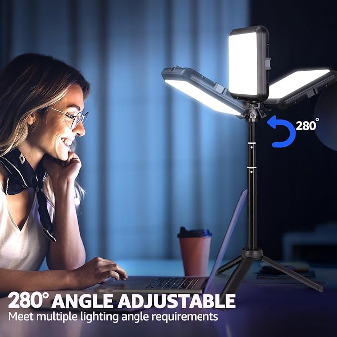 NiceVeedi LED Photography Lighting Kit, 2-Pack 8” Portable Video Light with 29" Adjustable Tripod Stand, 2800K-6500K Dimmable Softlight Studio Light for Zoom, Game Streaming, YouTube