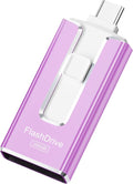 MFi Certified 256GB Flash Drive for iPhone, 3 in 1 Type-C USB Memory Stick Thumb Drive for Photos Videos, High Speed External Memory Storage Photo Stick for iPhone iPad Android PC (Purple)