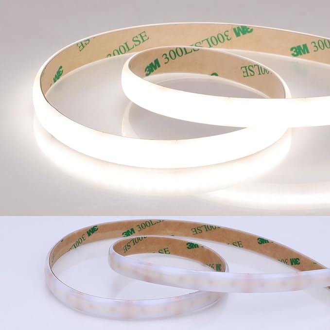 JOYLIT 24V Diffused LED Light Strip Waterproof 4000K Natural White 16.4FT 280LEDs/M Dotless 533LM/FT Super Bright UL PRO CRI 92+ Dimmable LED Tape 100W for Commercial, Home (Milky White Gel Coated)