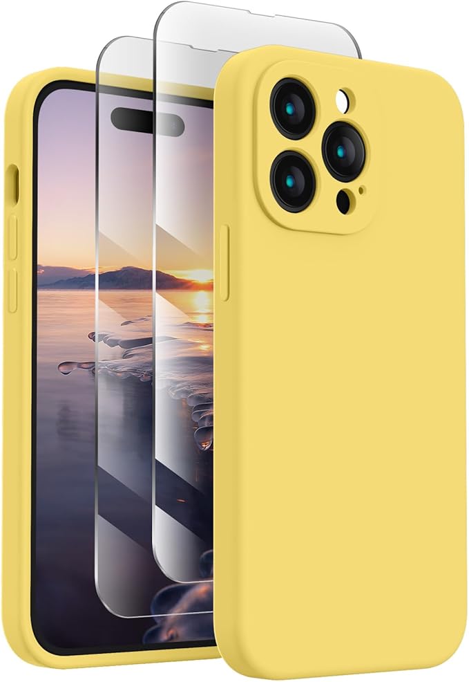 FireNova Designed for iPhone 14 Pro Max Case, Silicone Upgraded [Camera Protection] Case, Soft Anti-Scratch Microfiber Lining Inside, 6.7 inch, Yellow