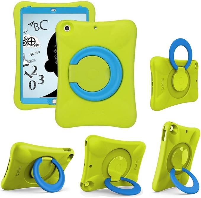 Kids EVA Case for iPad | Multi-Direction Stable Stand | Compatible with 10.2-Inch iPad 2021/2020/2019 (9th/8th/7th Generation) (Green+Blue)