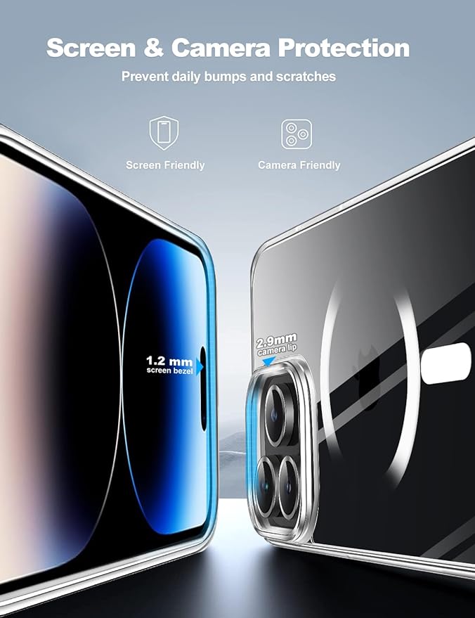 Tigowos Compatible with iPhone 15 Pro Case Fits MagSafe 10FT Drop Resistant Matte Skin Feeling Back Cover Aluminum Alloy Keys Fits iPhone 15 Pro Phone Cases，Clear