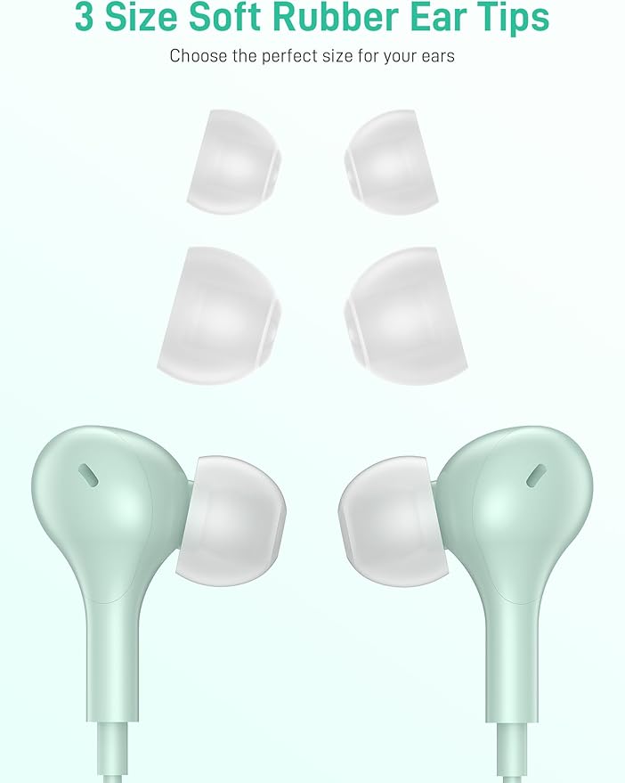 iMangoo for Apple MFi-Certified Headphones for Lightning Wired Earbuds Magnetic Ear Buds with HiFi Bass,3 Ear Tips Mic Corded Earphones for Gym, Commuting for iPhone 14 Plus 13 12 11 Pro Max Mint