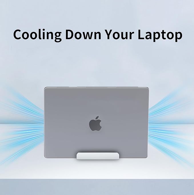 Aluminum Vertical Laptop Stand Holder for Desk Compatible with MacBook Pro, MacBook Air, Dell, HP, Lenovo, Up to 17.3 inches, Silver