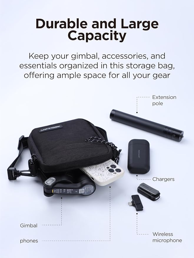 AOCHUAN 3-Axis Gimbal Stabilizer for Smartphone Smart X2 Black Kit & B10 Storage Bag & E10 Extension Rod
