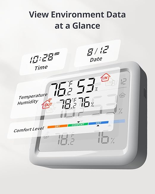 SwitchBot Meter Pro, Digital Hygrometer & Thermometer - Wireless Indoor Temperature & Humidity Monitor with Bluetooth App Control, Real-Time Alert