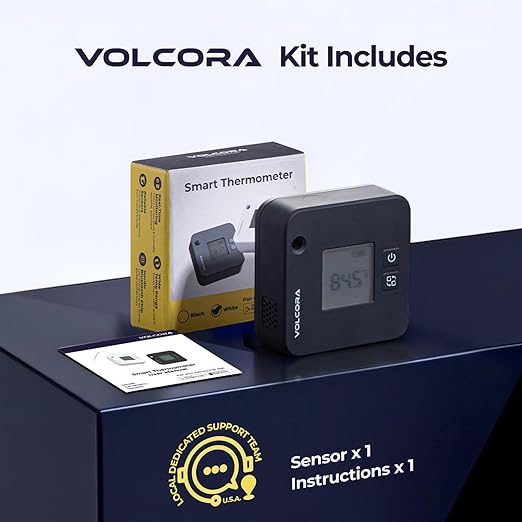 Volcora Bluetooth Hygrometer Thermometer, Smart Humidity Temperature Sensor with App Notification Alert, 2 Years Data Storage Export, Wide Range -22°F~140°F, Ideal for Home Fridge, Basement & More